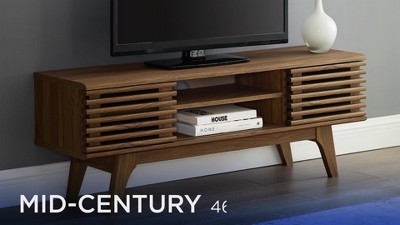 Walnut 46" Mid-Century Modern Media Console with Cabinet