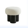 Lyngins Barrel Wool Benches with Black Ash Willow,Round Upholstered Ottoman Bench for Living Room,Bedroom - 4 of 4