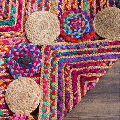 Handmade Multicolor Wool and Cotton Rectangular Rug