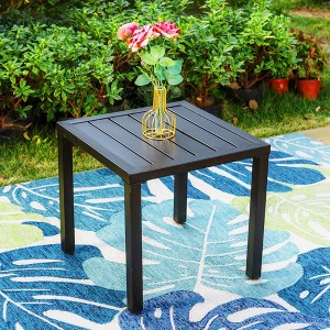 Captiva Designs 1pc Outdoor Patio Dining Steel Table with Slatt Tabletop - 1 of 4
