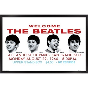 Trends International The Beatles - Candlestick Park Landscape Framed Wall Poster Prints Black Framed Version 22.375" x 34" - 1 of 4
