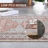 Vintage Washable Area Rug, Floral Medallion, Ultra Soft Accent Carpet for Living Room, Bedroom, Entryway, Non-Slip, Low-Pile - 4 of 4