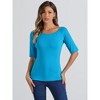 INSPIRE CHIC Women's Half Sleeves Scoop Neck Fitted Layering Soft T-Shirt - 3 of 4