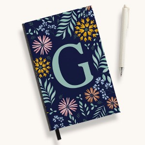 Personalization Mall Flowery Initial Personalized Journal Mint/Navy - 1 of 1