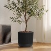 LuxenHome 17.3-Inch Round Black Stripes MgO Planter - 3 of 4