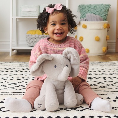 Gray Plush Singing Elephant Toy with Flapping Ears