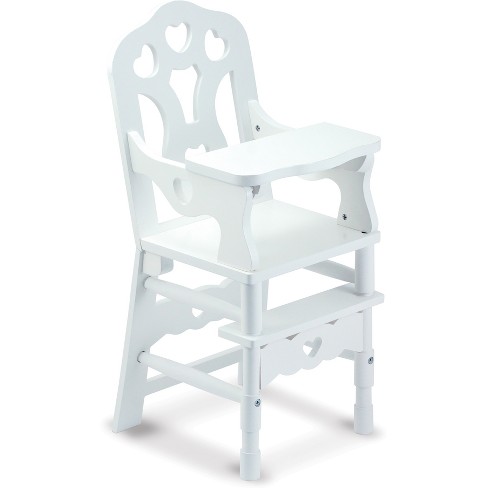 Melissa Doug White Wooden Doll High Chair With Tray 14 75 X 25 X 14 Inches