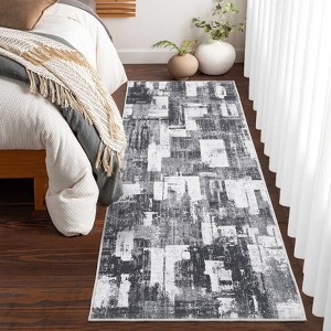 Modern Abstract Geometric Area Rug Machine Washable Rug With Non-Slip Backing Stain Resistant Easy Cleaning Indoor Low Pile Floor Cover For Home Decor - 1 of 4