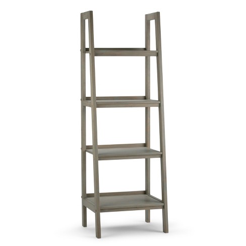 72 X24 Hawkins Solid Wood Ladder Shelf Distressed Gray