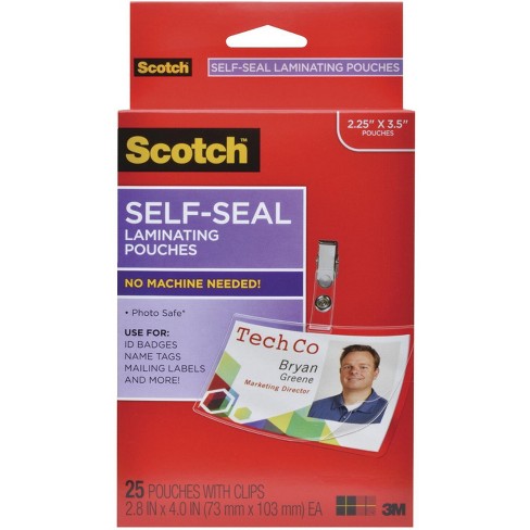 Scotch Self Sealing Laminating Pouch 2 4 5 X 4 Inches Clear Pk Of 25 Target