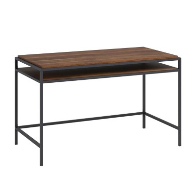INFURNIC Writing Desk Modern Desk with Spacious Surface and Open Storage Shelf for Home Office, Brown, 48.98"*24.96"*29.53"