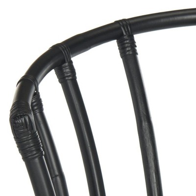 Bali Inspired Black Rattan and Cotton Transitional Accent Chair