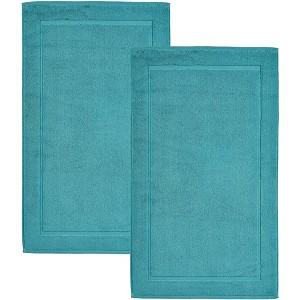 Hawmam Linen Bath Mats, Pack of 2-100% Ring Spun Cotton, Banded Design, Highly Absorbent, Machine Washable for Bathroom Floor Towel - 1 of 4