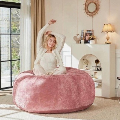 SEVOBAL Sofas Memory Foam Bean Bag Chair with Removable Flannel Cover for Relaxing in Living Room Bedroom, Pink, 42"*40"*20"