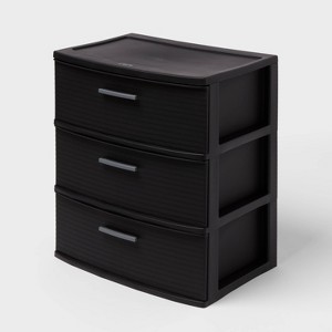 3 Drawer Wide Tower - Black - Brightroom™ - 1 of 2