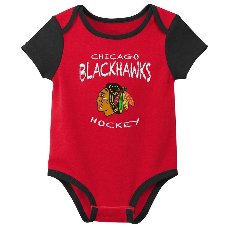 NHL Chicago Blackhawks Infant Boys&#39; 3pk Bodysuit, 4 of 5