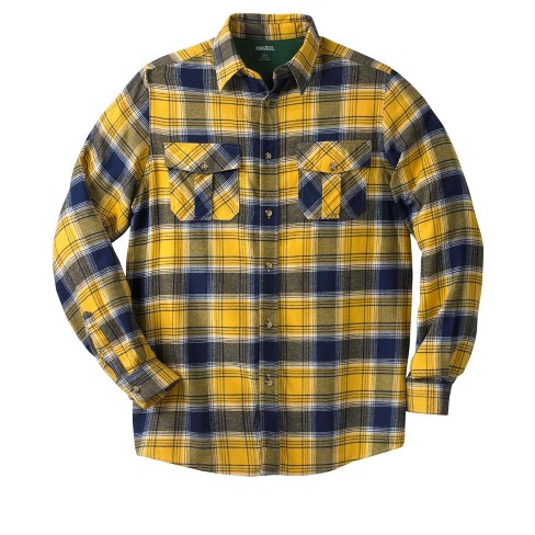 KingSize Men's Big & Tall Plaid Flannel Shirt - Big - XL, Yellow Plaid