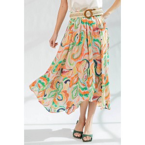 Women's Marble Printed Dull Satin Skirt - Easel - 1 of 2