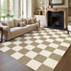 Area Rug Checkered Rug Neutral Bedroom Rug Washable Geometric Rugs for Living Room Classroom Office Stain Resistant Farmhouse Floor Cover - 2 of 4