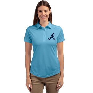 Atlanta Braves Cutter & Buck Prospect Eco Textured Stretch Recycled Womens Short Sleeve Polo - 1 of 1