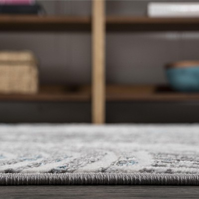 Coastal Abstract Weathered Gray Synthetic Area Rug