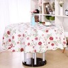 70" Dia Round Vinyl Water Oil Resistant Printed Tablecloths Red Nine-petals Flower - PiccoCasa - 2 of 4