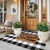Buffalo Plaid Outdoor Rug 3x5, Farmhouse Cotton Front Door Washable Black and White Checkered Rug Welcome Layered - 3 of 4