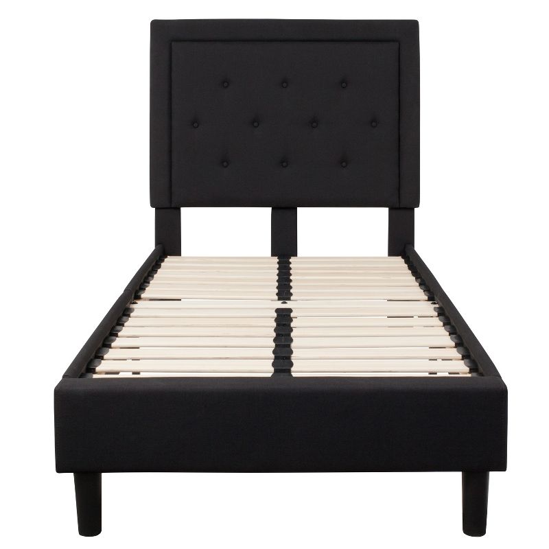 Flash Furniture Roxbury Twin Size Tufted Upholstered Platform Bed in Black Fabric, 5 of 7