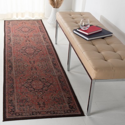 Journey Red and Navy Synthetic Washable Runner Rug