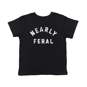 Toddler Nearly Feral T Shirt Funny Untamed Wild Animal Joke Tee For Young Kids - Crazy Dog Toddler T Shirt - 1 of 4