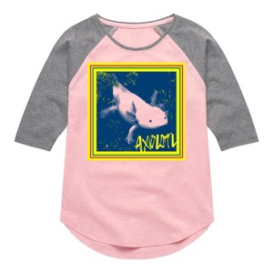 Girls' - Instant Message - Pop Axolotl Shirt Tail Raglan Graphic T-shirt - 1 of 4
