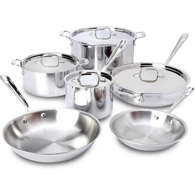 All-Clad D3 3-Ply Stainless Steel Cookware Set 10 Piece