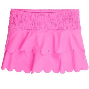 RuffleButts Girls UPF50+ Active Tiered Flare Skort - Neon Pink, 8 - 1 of 4