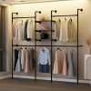 Industrial Pipe Clothing Racks with 3 Shelves, Black Wall Mounted Clothes Rack with LED Lights, Heavy Duty - 2 of 4