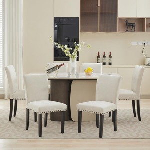Coucheta Parsons Dining Chairs - Upholstered with Nailhead Trim & Wood Legs, for Kitchen/Living Room - 1 of 4