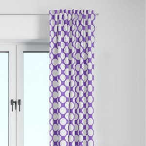 Bacati - Large Dots Purple Cotton Printed Single Window Curtain Panel - 1 of 4