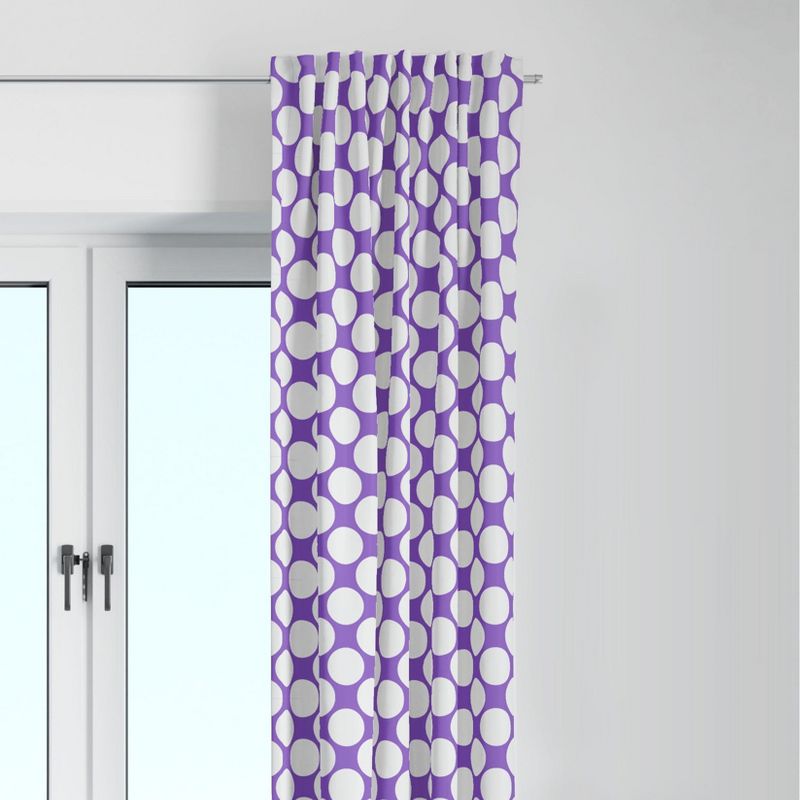 Bacati - Large Dots Purple Cotton Printed Single Window Curtain Panel, 1 of 5