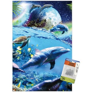 Trends International James Booker - Space Dolphins Unframed Wall Poster Prints - 1 of 4