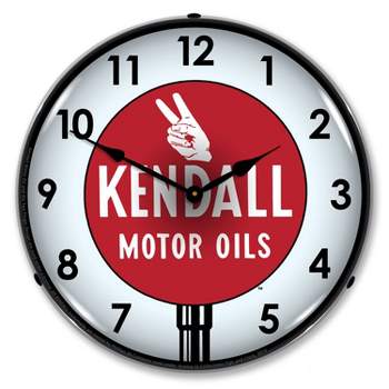 Collectable Sign & Clock | Kendall Motor Oil 3 LED Wall Clock Retro/Vintage, Lighted
