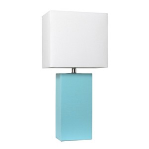 Lalia Home Lexington 21" Leather Base Table Lamps with Fabric Shade - 1 of 4
