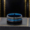 Jewelry Avalanche 8mm Beveled Blue & Black IP Grooved Center Tungsten Carbide Mens Wedding Band - 3 of 4