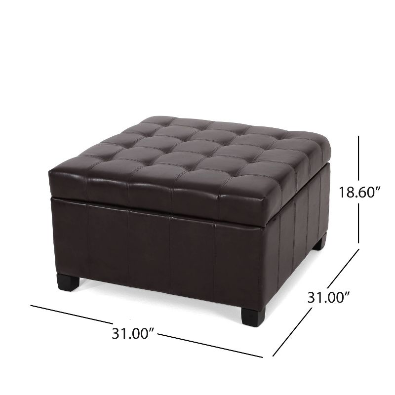Alexandria Bonded Leather Storage Ottoman - Brown - Christopher Knight Home, 6 of 9