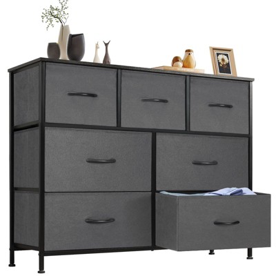INFURNIC Utility Storage Cabinets 7 Drawer Multi-Functional Tall Dresser Ideal for Organization in Kids Rooms and Beyond, Gray, 39.3"*11.8"*30.3"