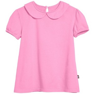 City Threads USA-Made Girls Soft Cotton Jersey Peter Pan Collar Short Sleeve Puff Tee - 1 of 4