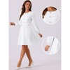 Allegra K Women's Round Neck Work Office Button Decor Long Sleeve A Line Dress - 2 of 4
