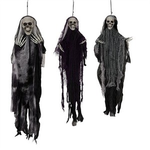 Tramull 3-Pack Hanging Halloween Skeleton Ghosts, Lifelike Grim Reaper Decorations for Outdoor & Indoor Scary Displays - 1 of 4
