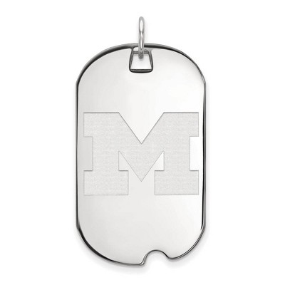 Black Bow Jewelry 14k White Gold Michigan Wolverines NCAA Large Pendant