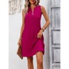 Women Summer Dress Casual V Neck Dress Sleeveless Pleated Sundress Loose T-Shirt Work Office A-Line Dresses - 2 of 4