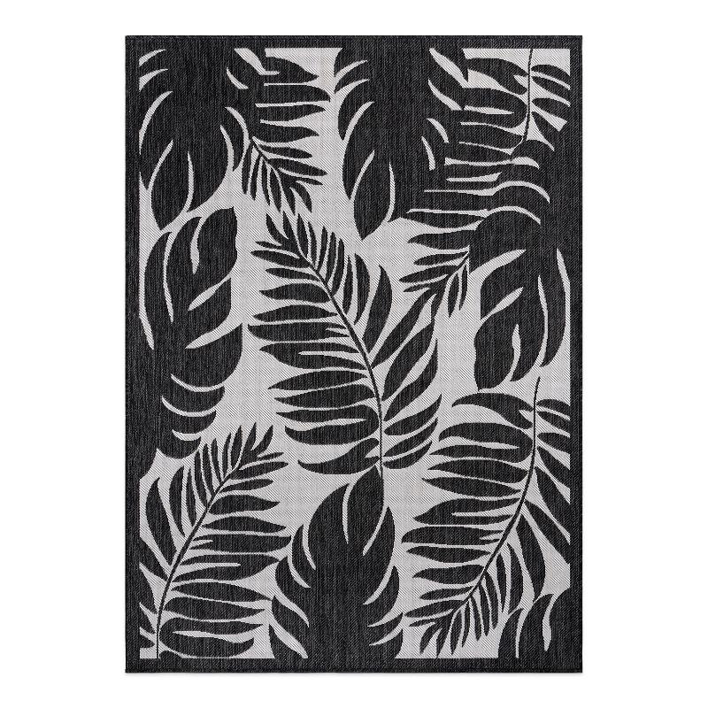 World Rug Gallery Floral Leaves Textured Flat Weave Indoor/Outdoor Area Rug, 1 of 18