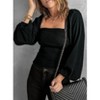 Women's Square Neck Lantern Sleeve Smocked Top, Stylish and Chic Blouse for Casual and Party Wear - 3 of 4